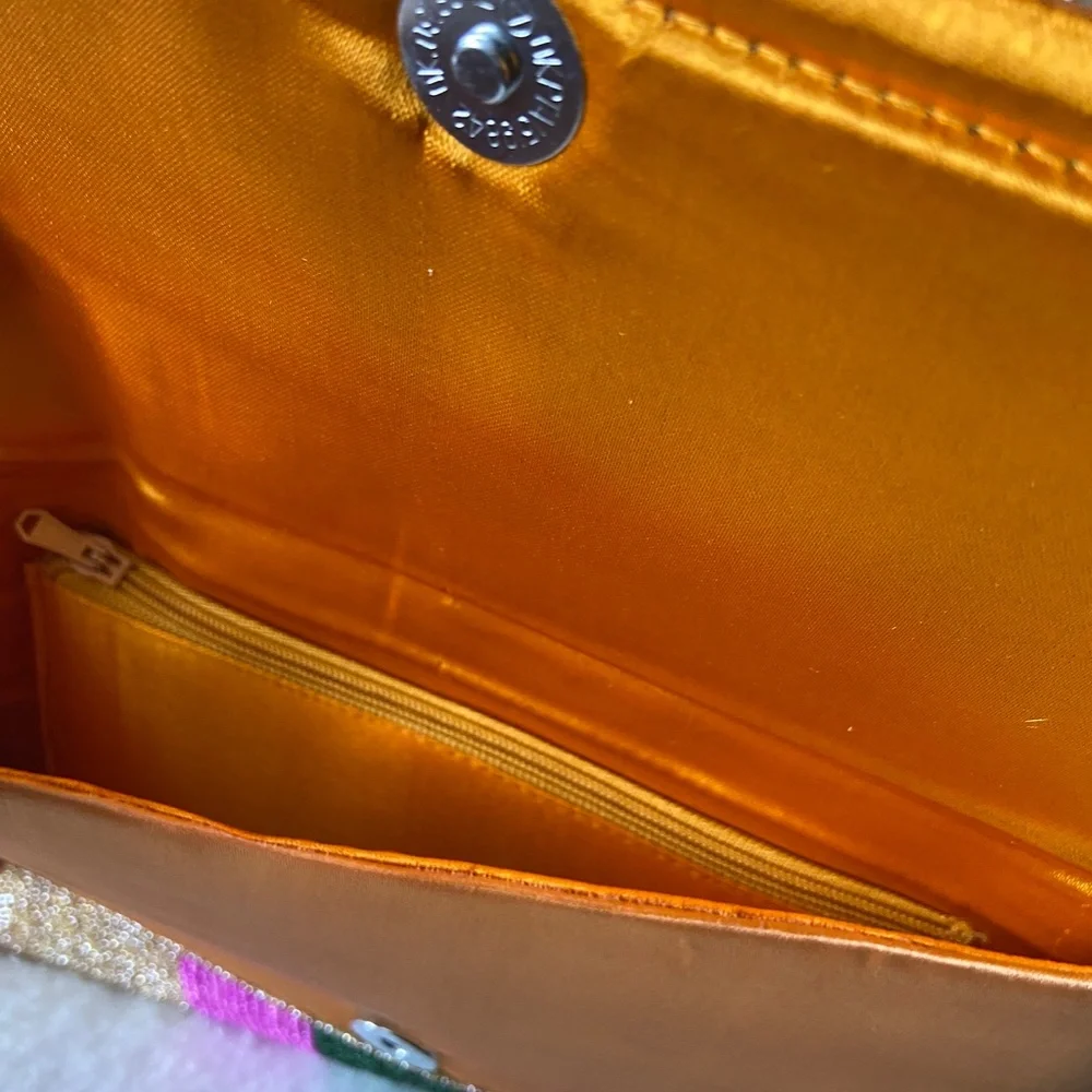 New! Golden Handmade Beaded Clutch - Picture 7 of 7